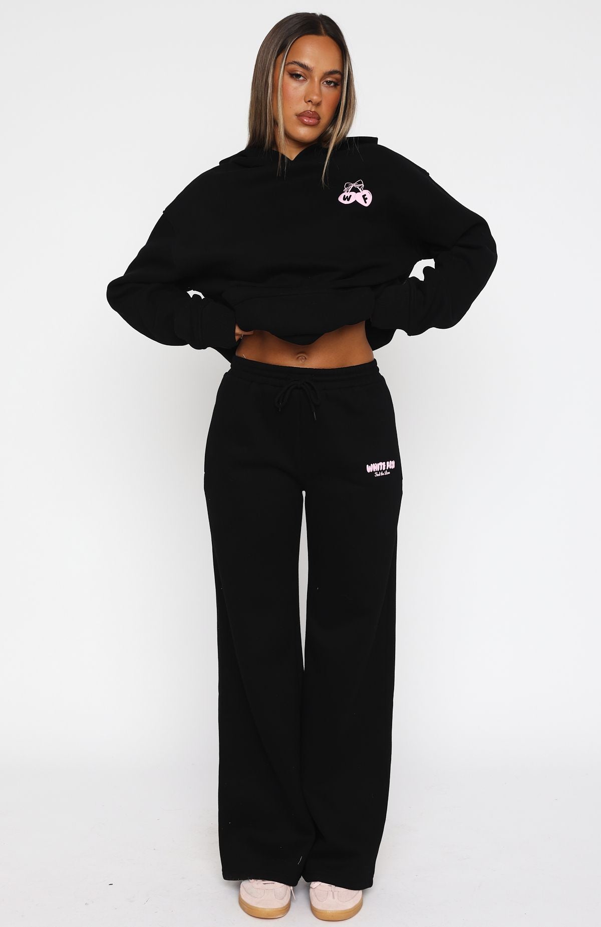 Feel The Love Wide Leg Sweatpants Black - Image 2
