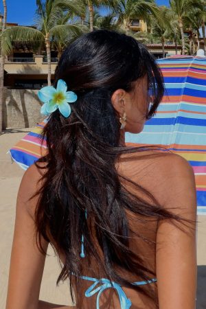 Floral Charm Hair Clip Blue