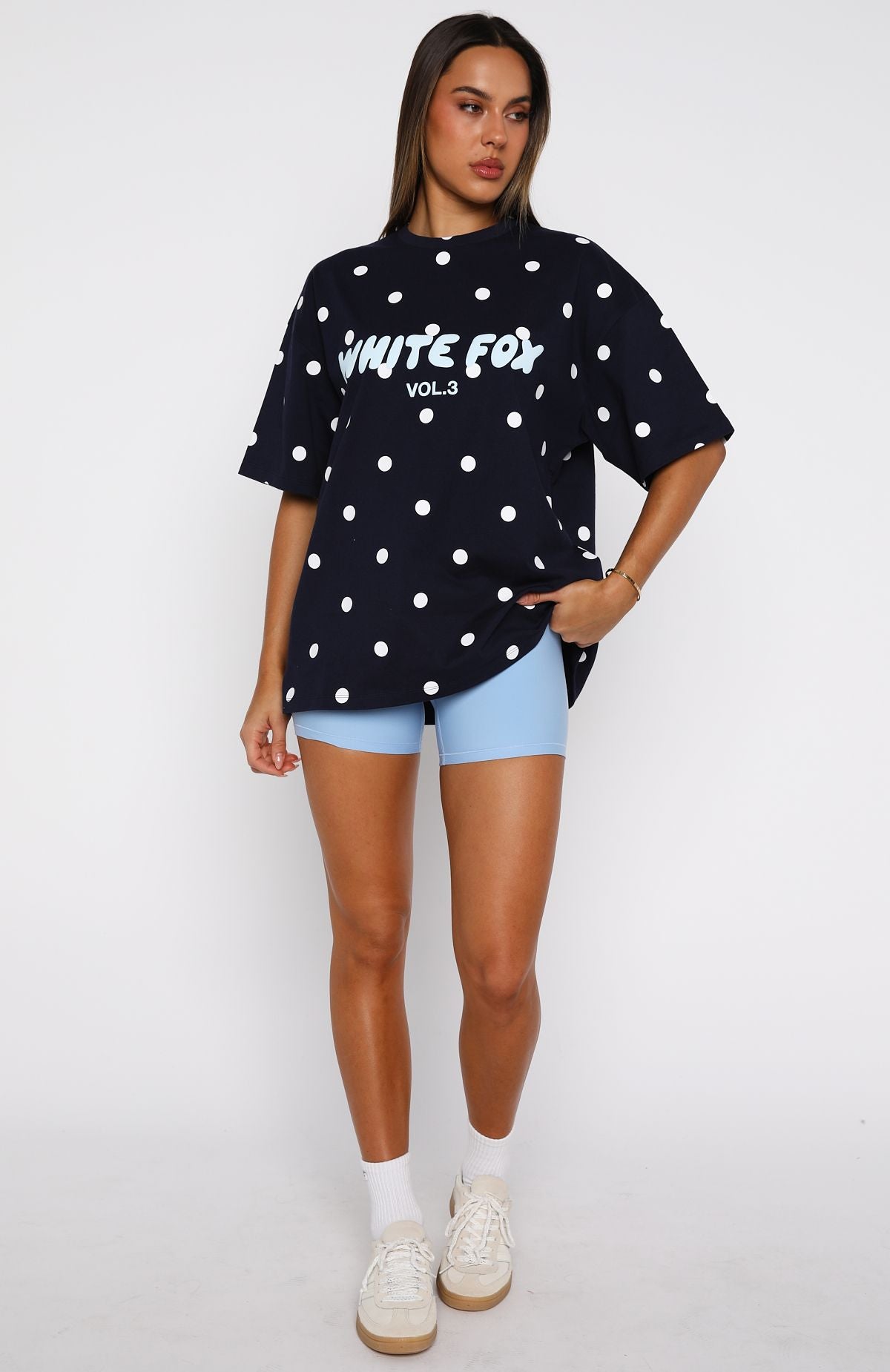 Offstage Printed Oversized Tee Navy Polka Dot - Image 5