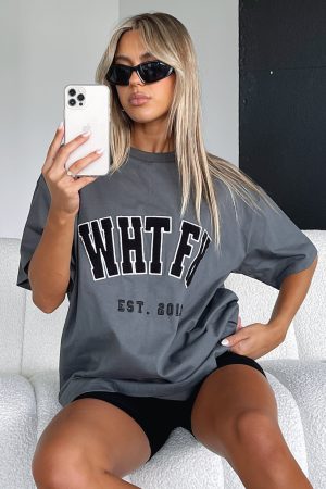 Give It Away Oversized Tee Charcoal