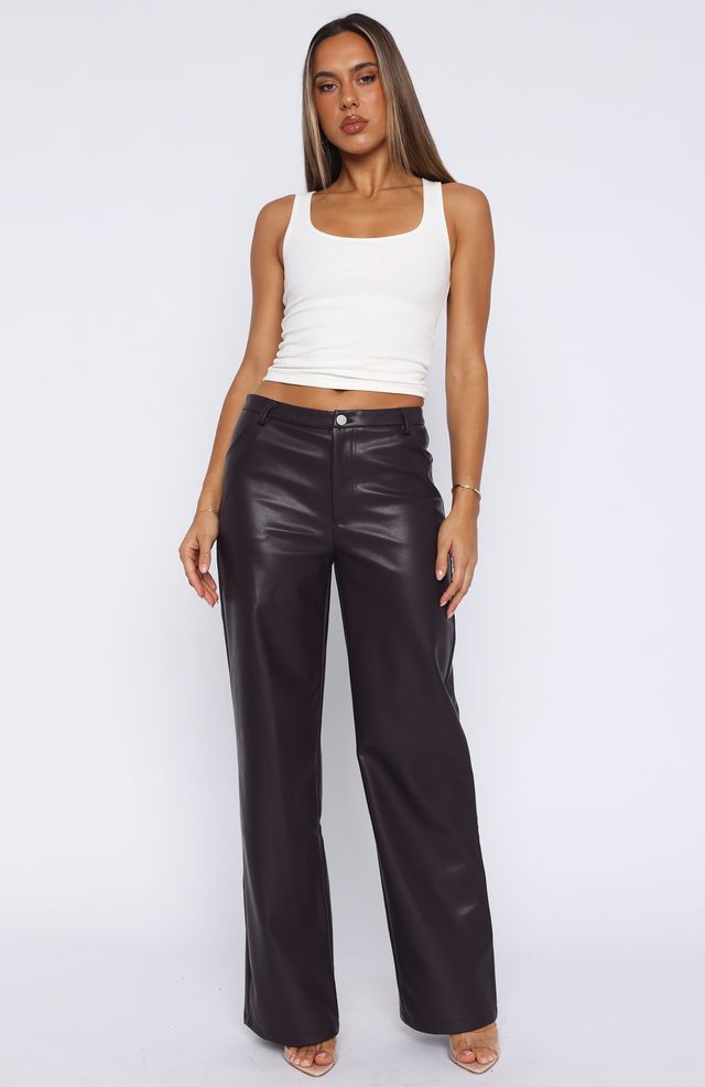 Life Affair PU Pants Deep Mauve - Image 2