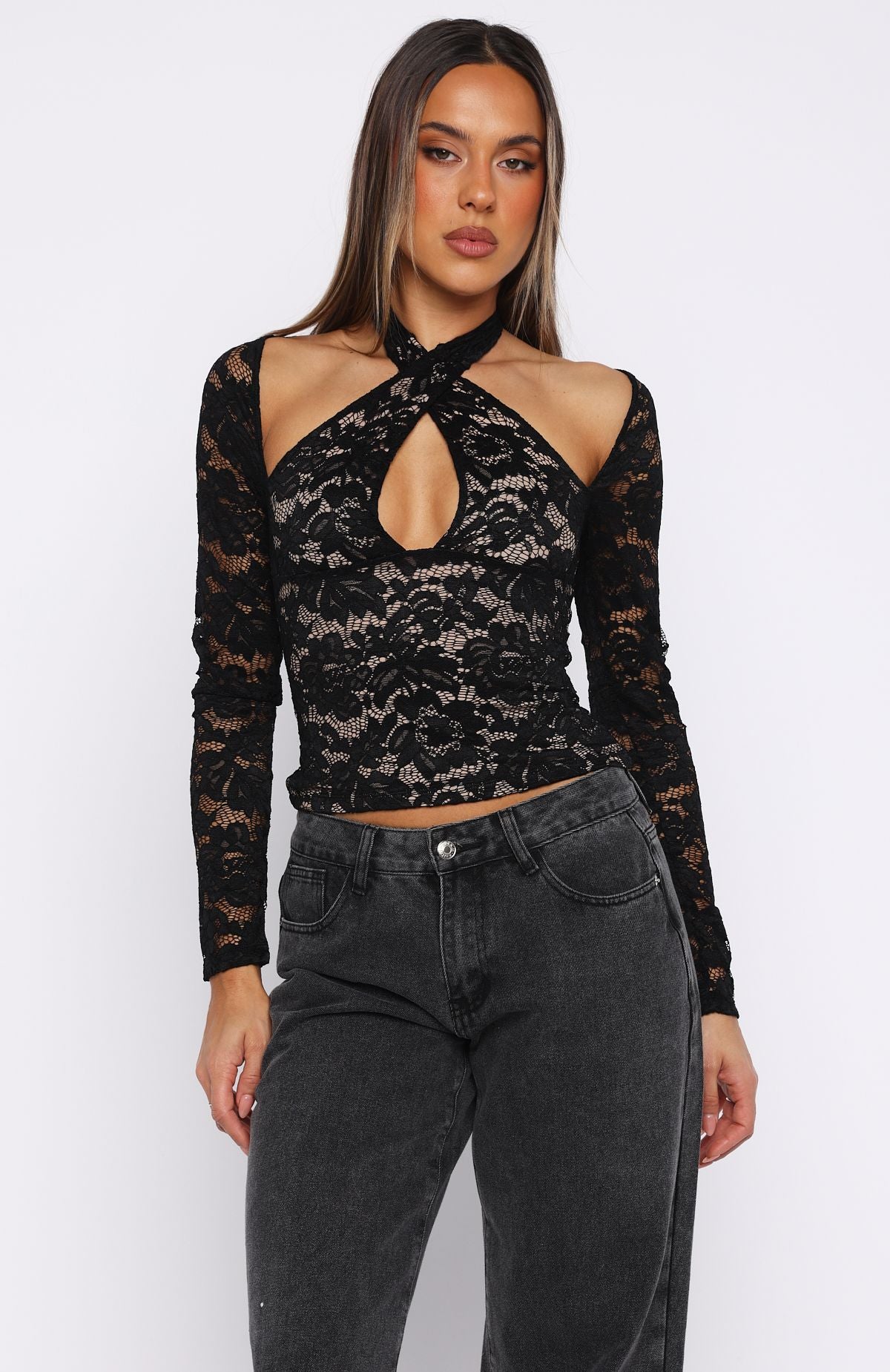 Last Time I Needed You Lace Top Black - Image 2