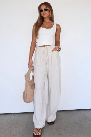 Hiding Out Wide Leg Pants Oat