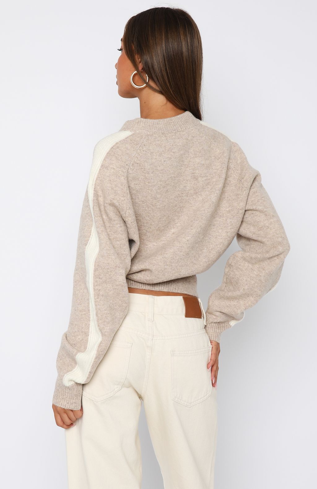 Stripe Me Down Knit Jacket Oat/White - Image 4