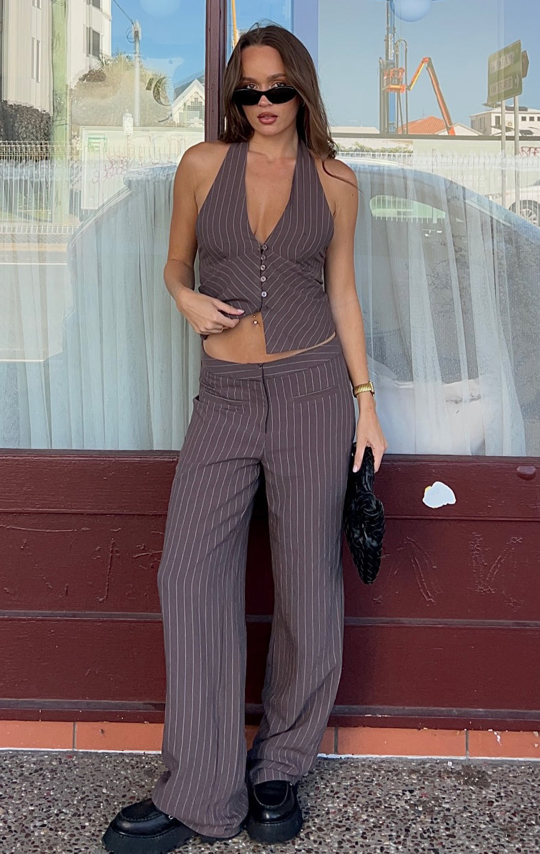 I Don't Compete Straight Leg Pants Chocolate