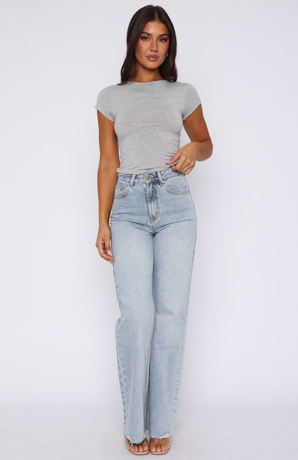 Alana High Waisted Straight Leg Jeans Light Blue - Image 2