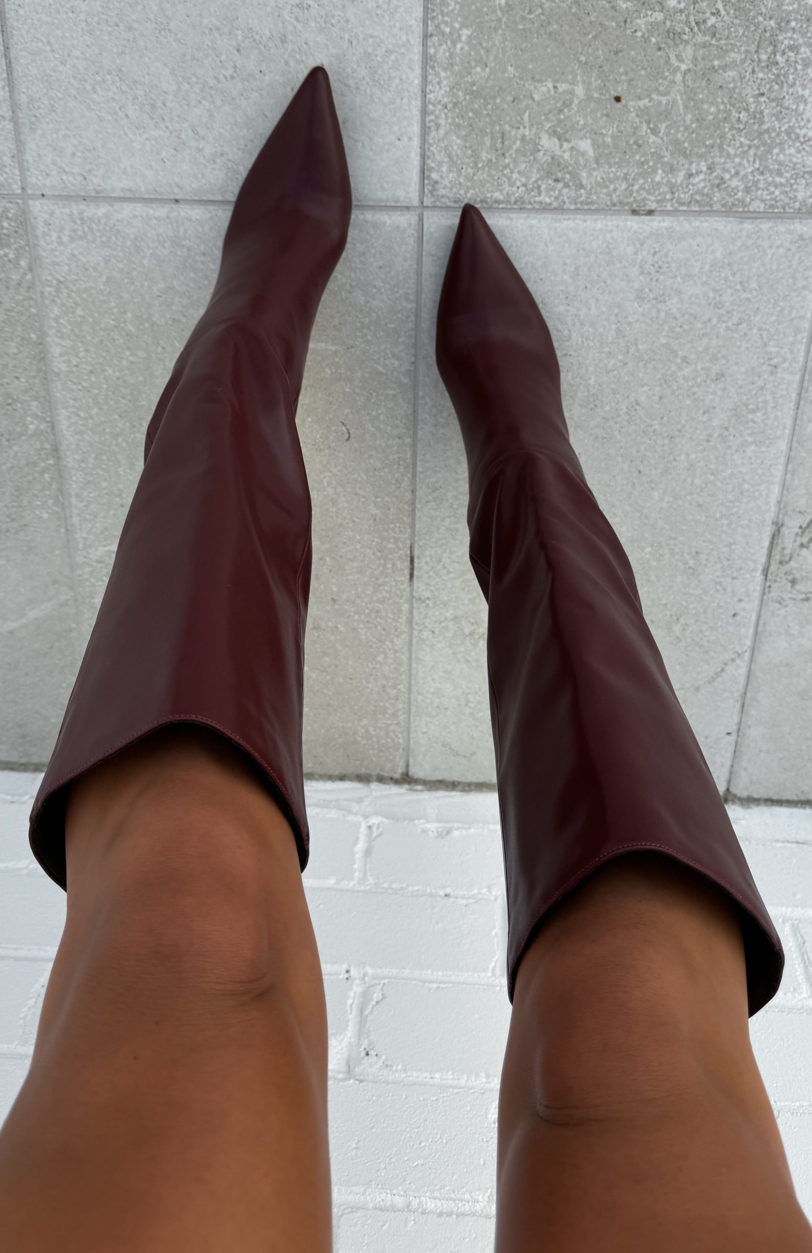 Run Away With Me Knee High Boots Burgundy - Image 5