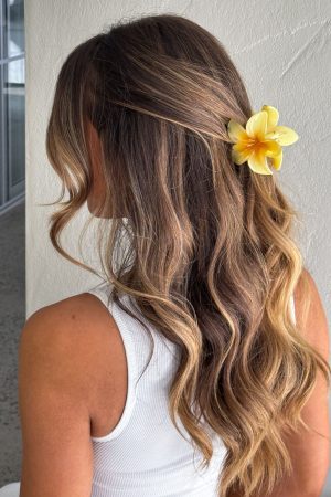 Floral Charm Hair Clip Yellow