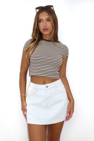 Don't Leave Me Denim Skort Off White