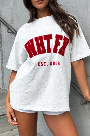 Give It Away Oversized Tee Grey Marle/Red