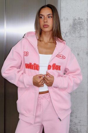Ready To Go Zip Front Hoodie Pink