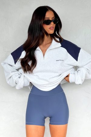 It's A Bad Idea Zip Front Sweater Grey