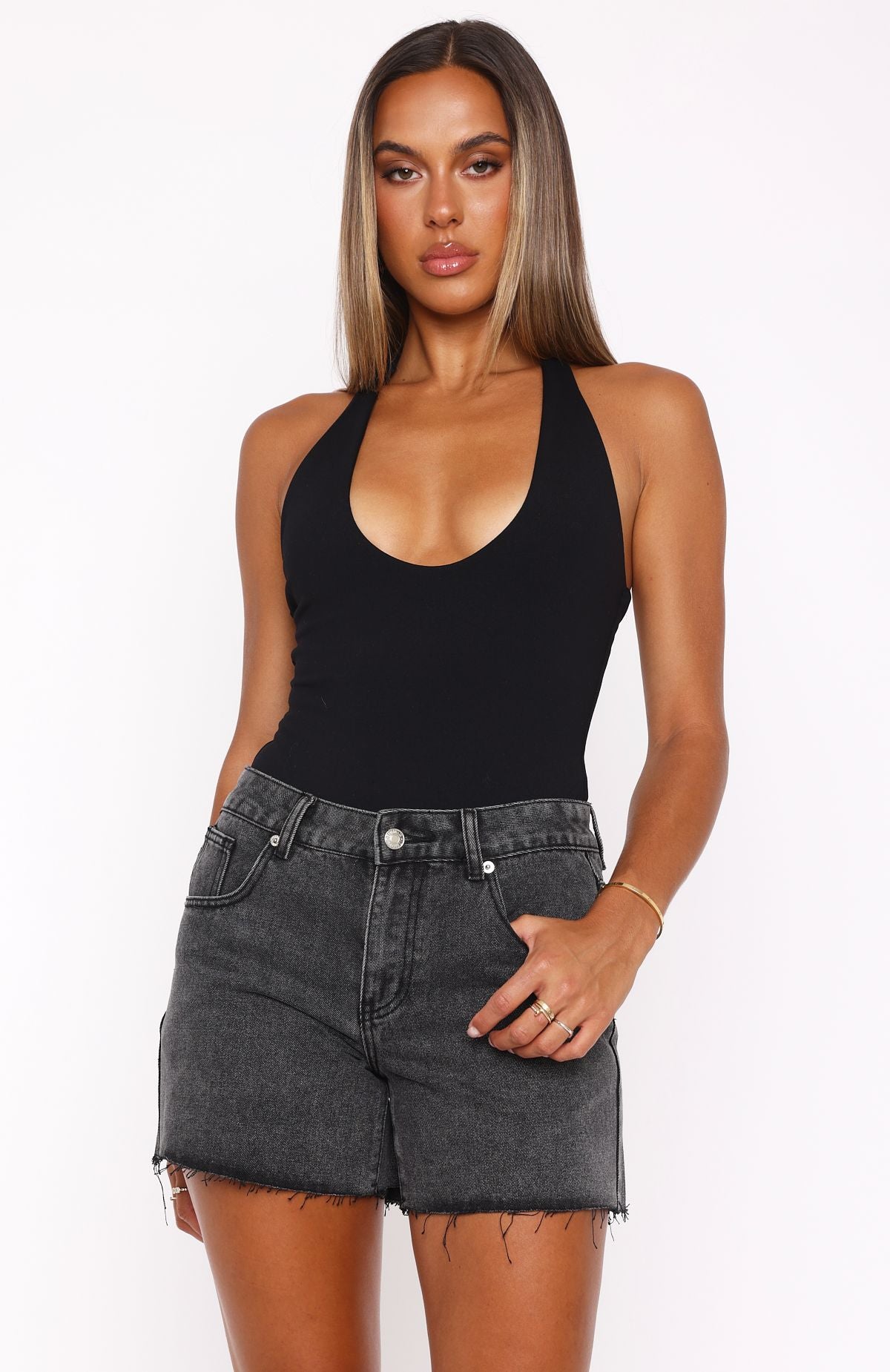 Want To Be Me Halter Bodysuit Black - Image 4