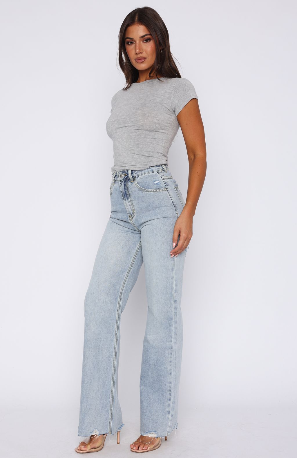 Alana High Waisted Straight Leg Jeans Light Blue - Image 3