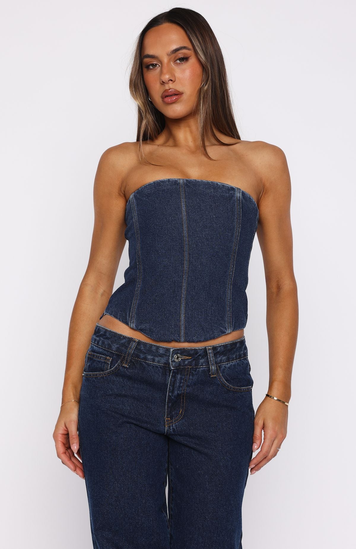Be Mine Forever Denim Bustier Dark Blue - Image 3