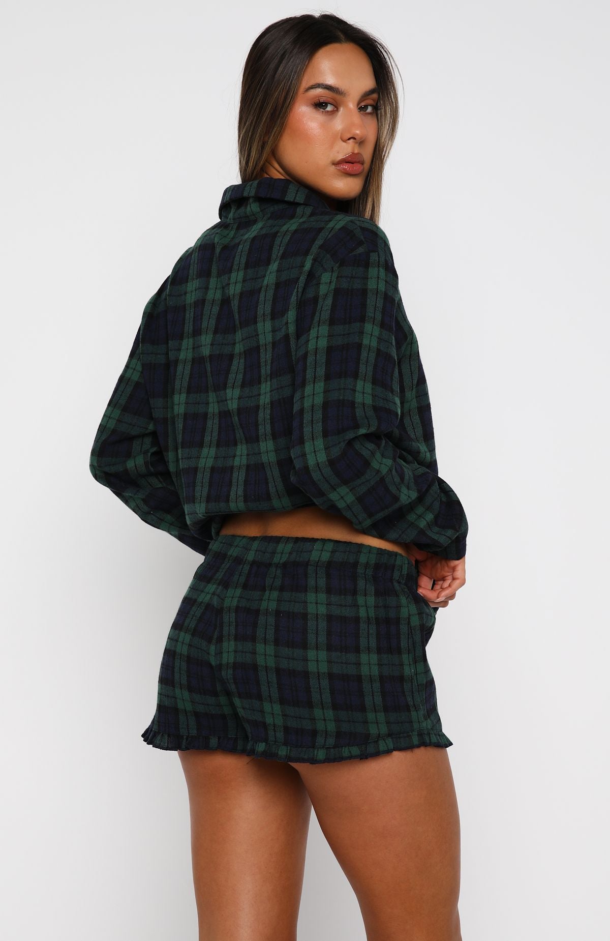 That Time Of Year Long Sleeve Pyjama Top Green/Navy - Image 4