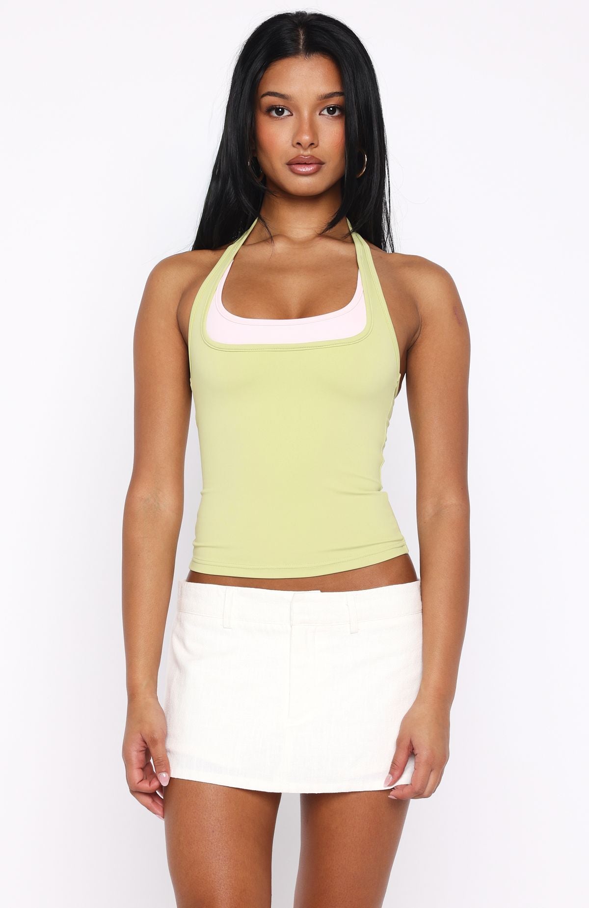 No Proof Double Layer Halter Top Green/Pink - Image 2