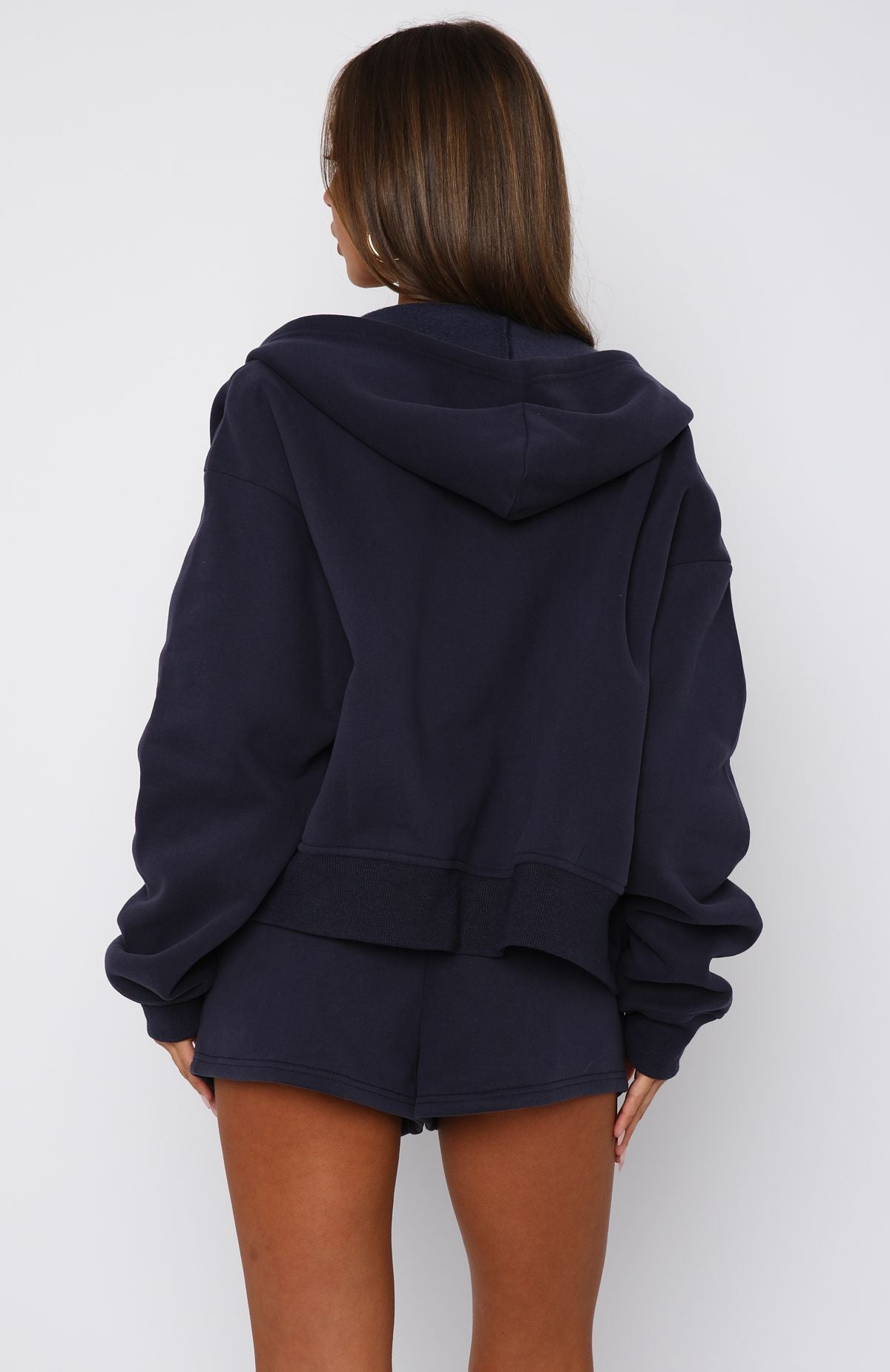 Can't Miss It Boxy Zip Front Hoodie Navy - Image 4