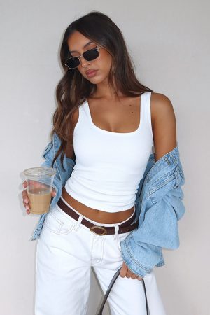 Let Me Adore You Ribbed Tank Top White