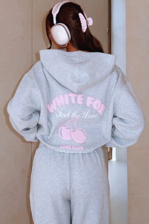 Love Me Tender Oversized Hoodie Dark Grey Marle