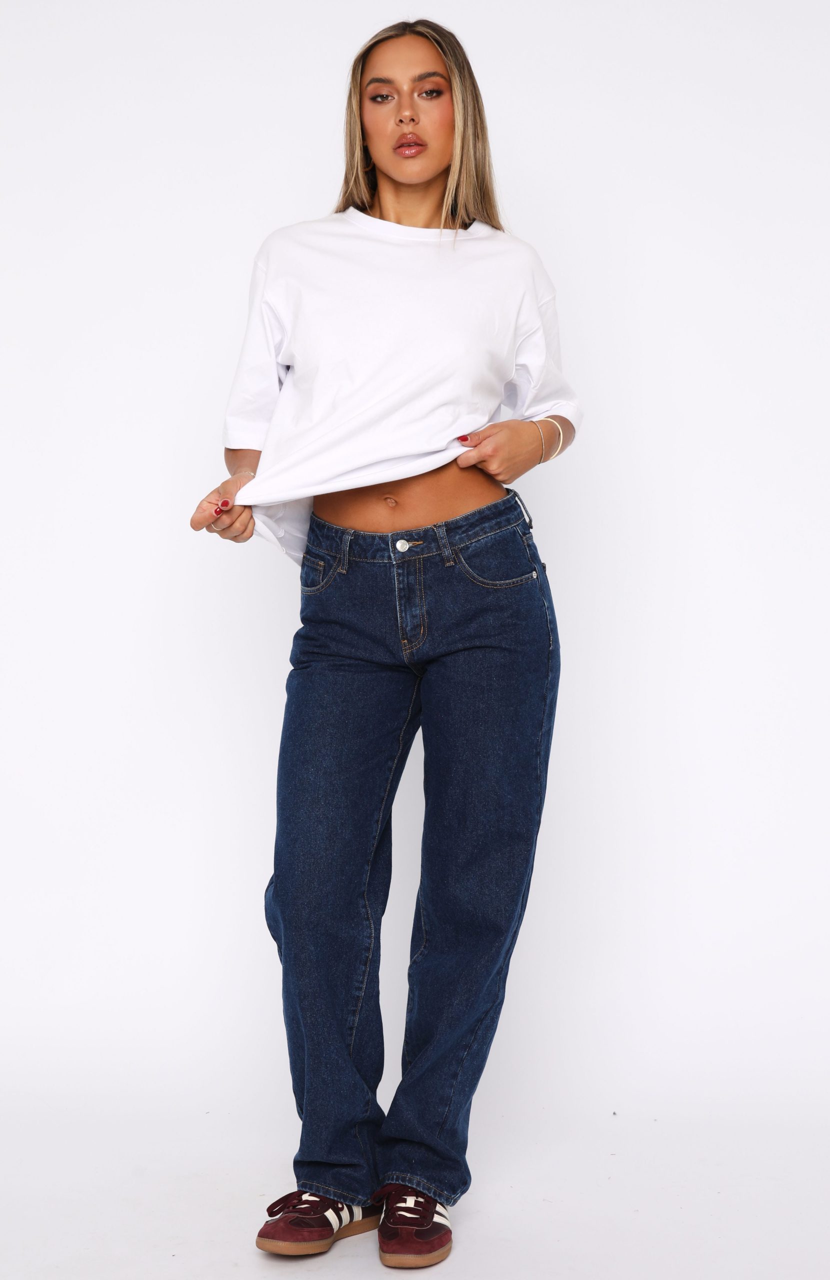 Zara Mid Rise Straight Leg Jeans Dark Blue - Image 3