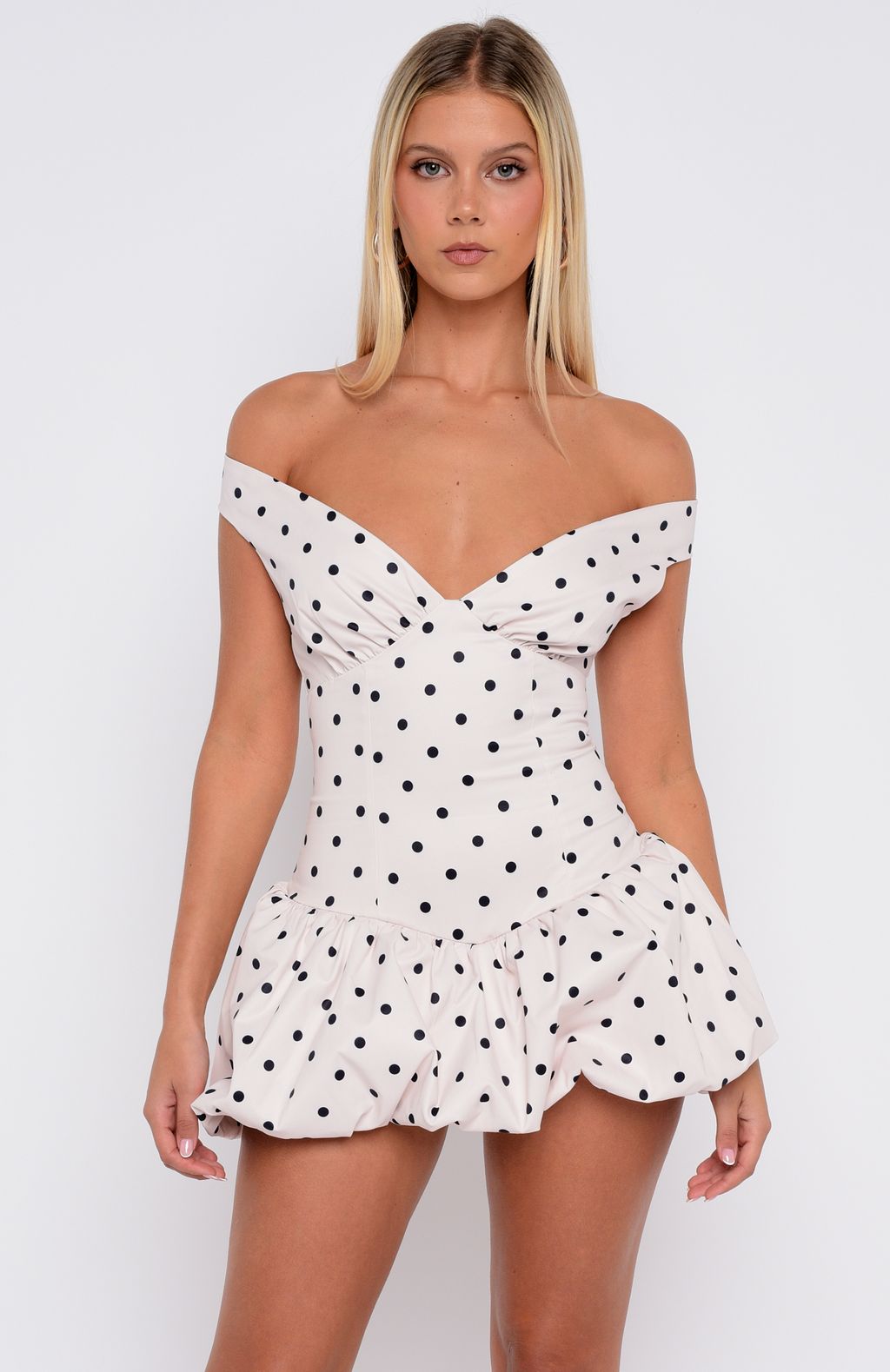 The Moment I Met You Mini Dress Cream/Black Polka Dot - Image 2
