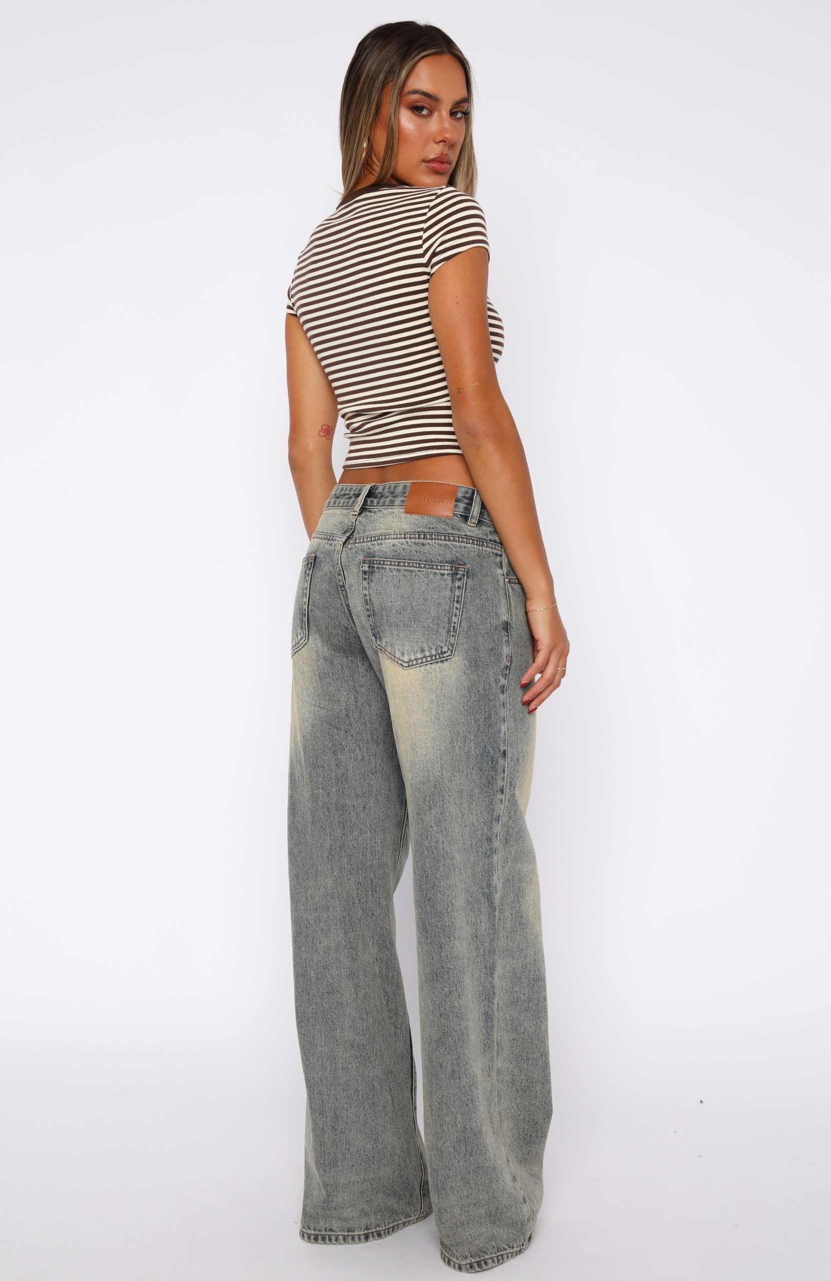Maeve Low Rise Wide Leg Jeans Sand - Image 4