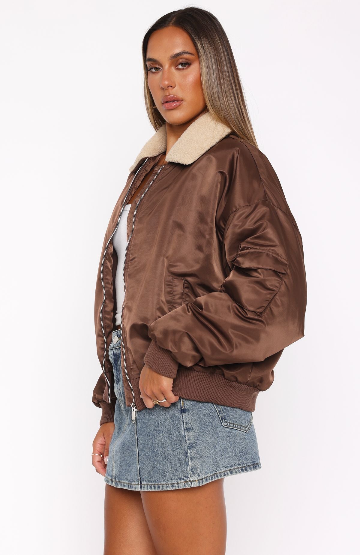 No Airtime Bomber Jacket Chocolate - Image 3