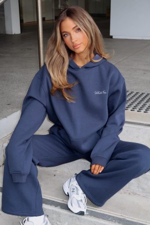 Match Your Words Oversized Hoodie Navy