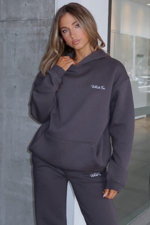 Match Your Words Oversized Hoodie Charcoal
