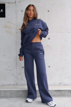 Match Your Words Wide Leg Sweatpants Navy
