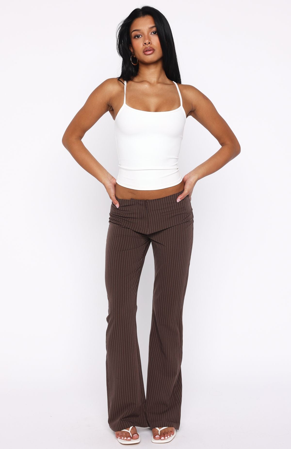 Getting You Close Pants Chocolate Pinstripe - Image 2