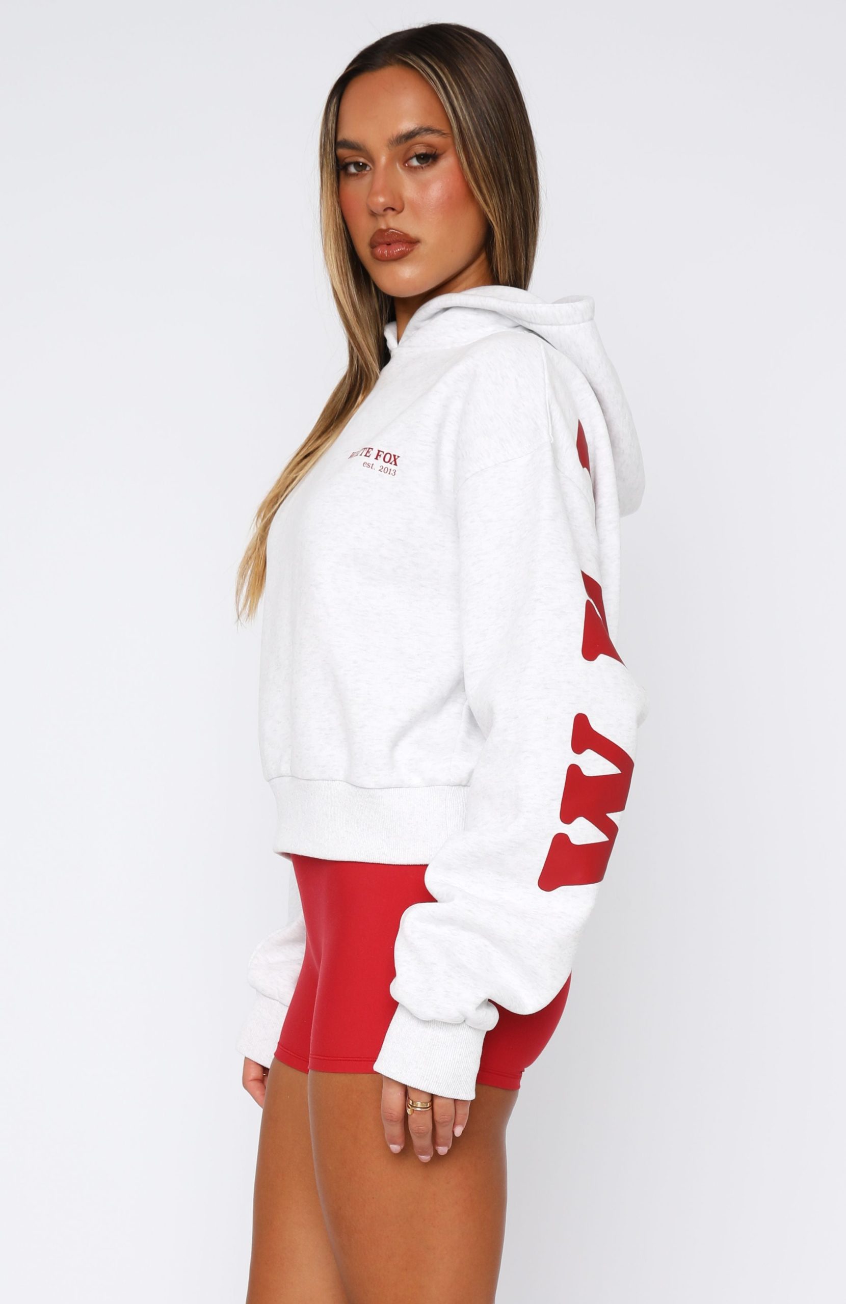 Serving Up Cropped Hoodie Grey Marle - Image 3