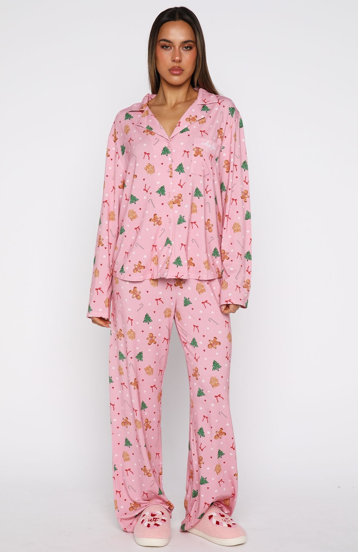 Pillow Talk Printed Long Sleeve Pyjama Set Candy Kiss - Image 2