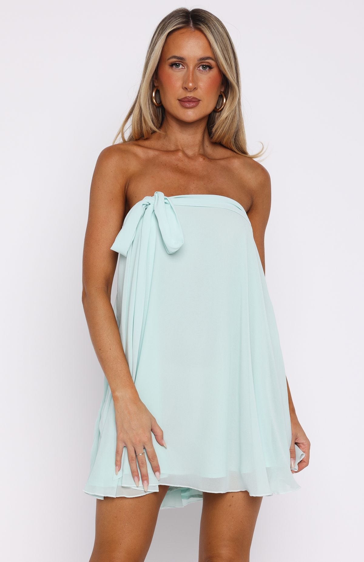 She's So Pretty Strapless Mini Dress Ice Blue - Image 2