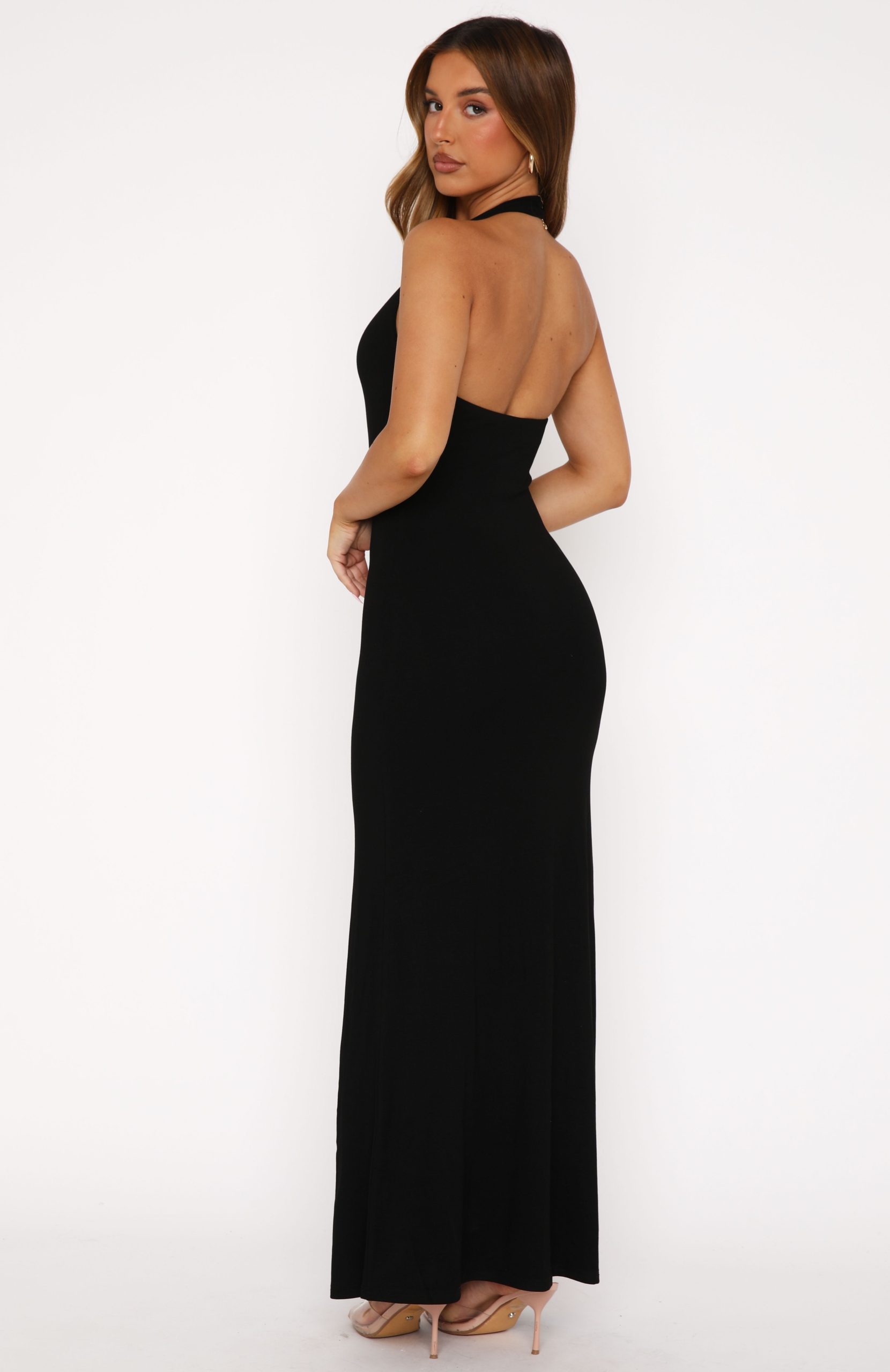 Took A Chance Halter Maxi Dress Black - Image 4
