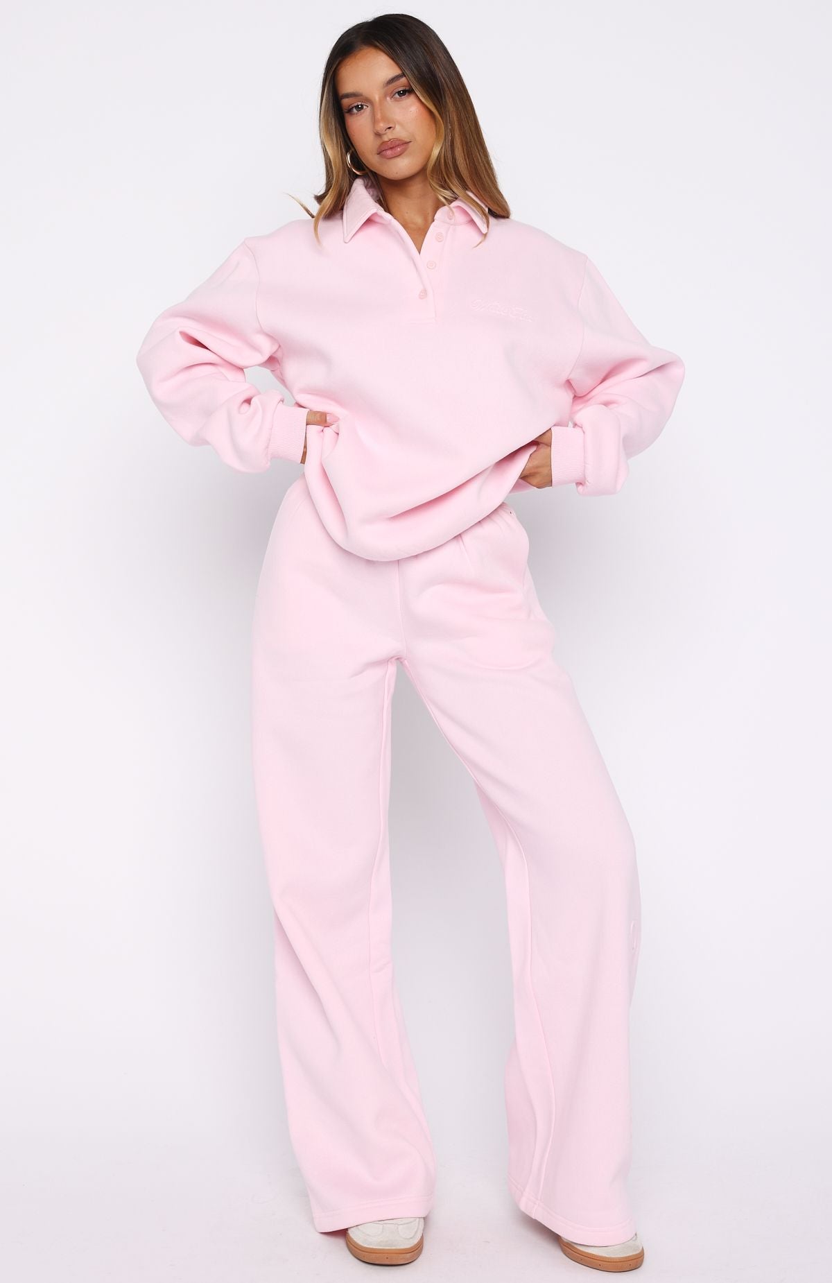 Chill Moves Oversized Henley Sweater Pink - Image 5