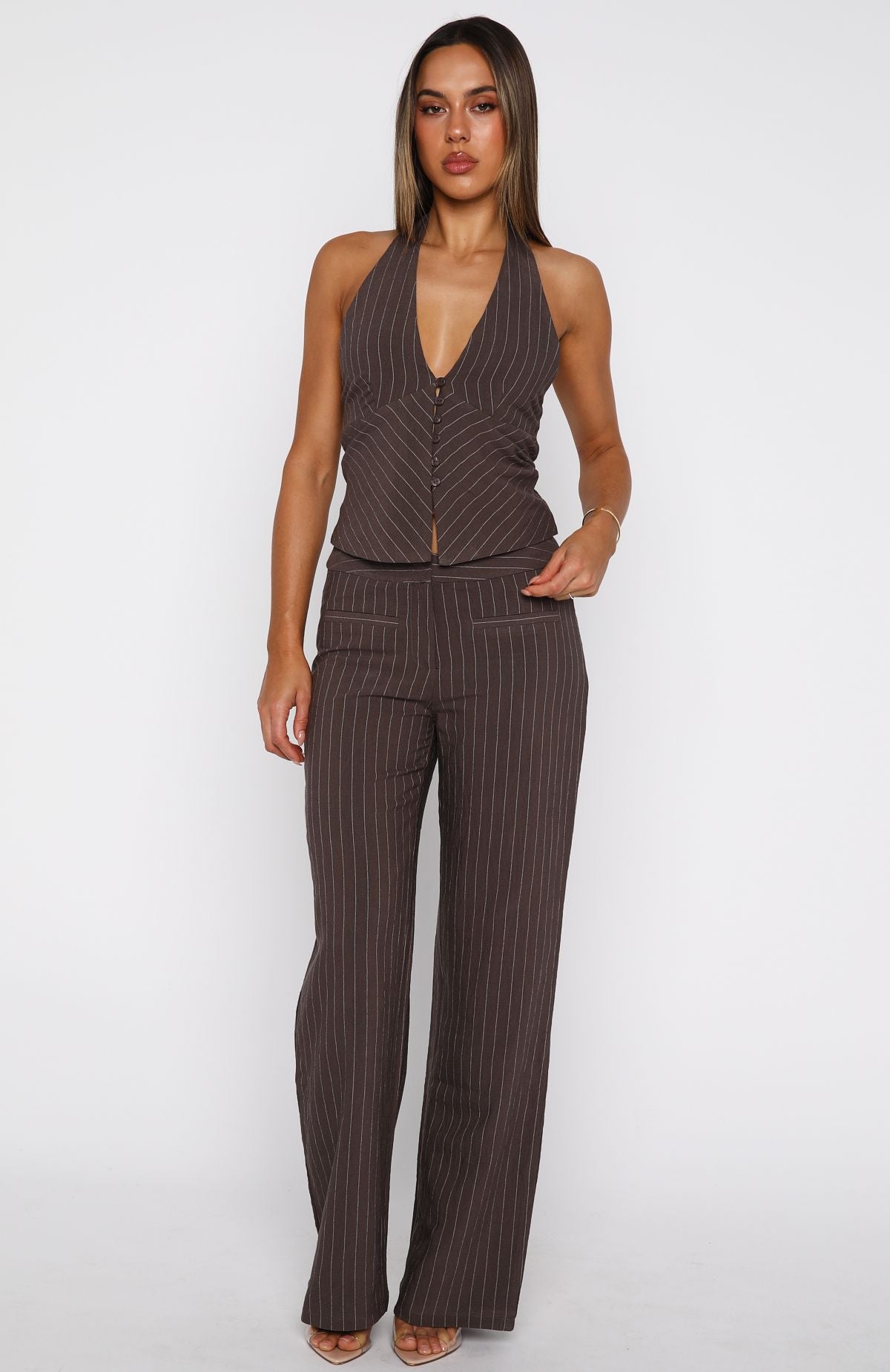 I Don't Compete Straight Leg Pants Chocolate - Image 3