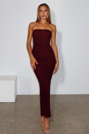 Mad Love Strapless Maxi Dress Burgundy