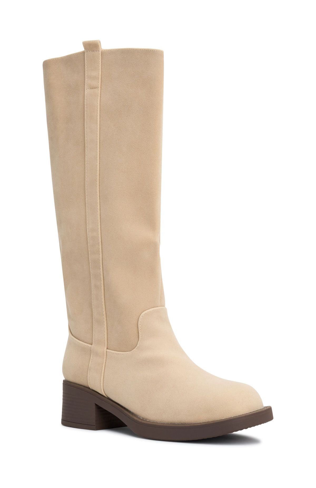 Lainey Knee High Boots Nude Faux Suede - Image 3