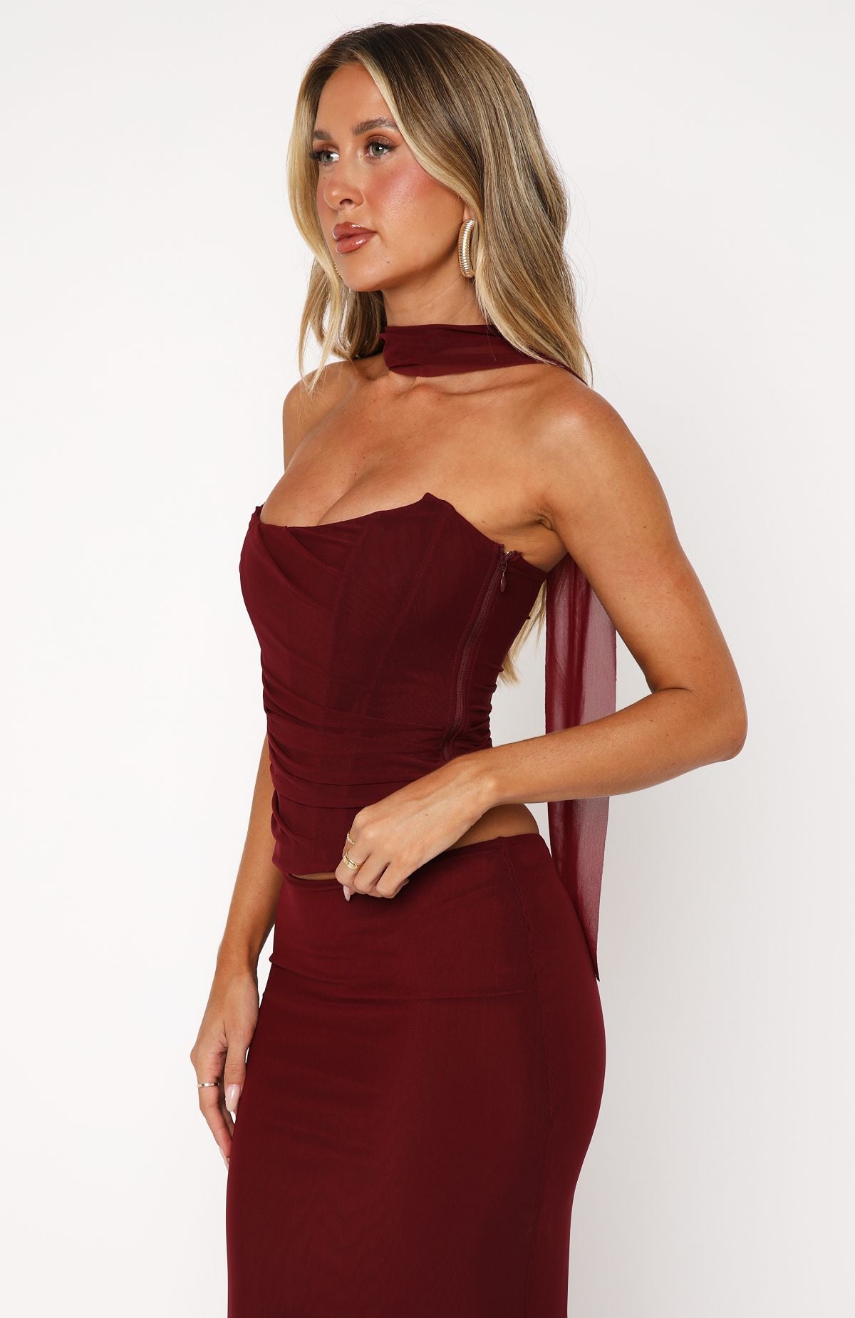Lovers Lane Strapless Bustier Burgundy - Image 3