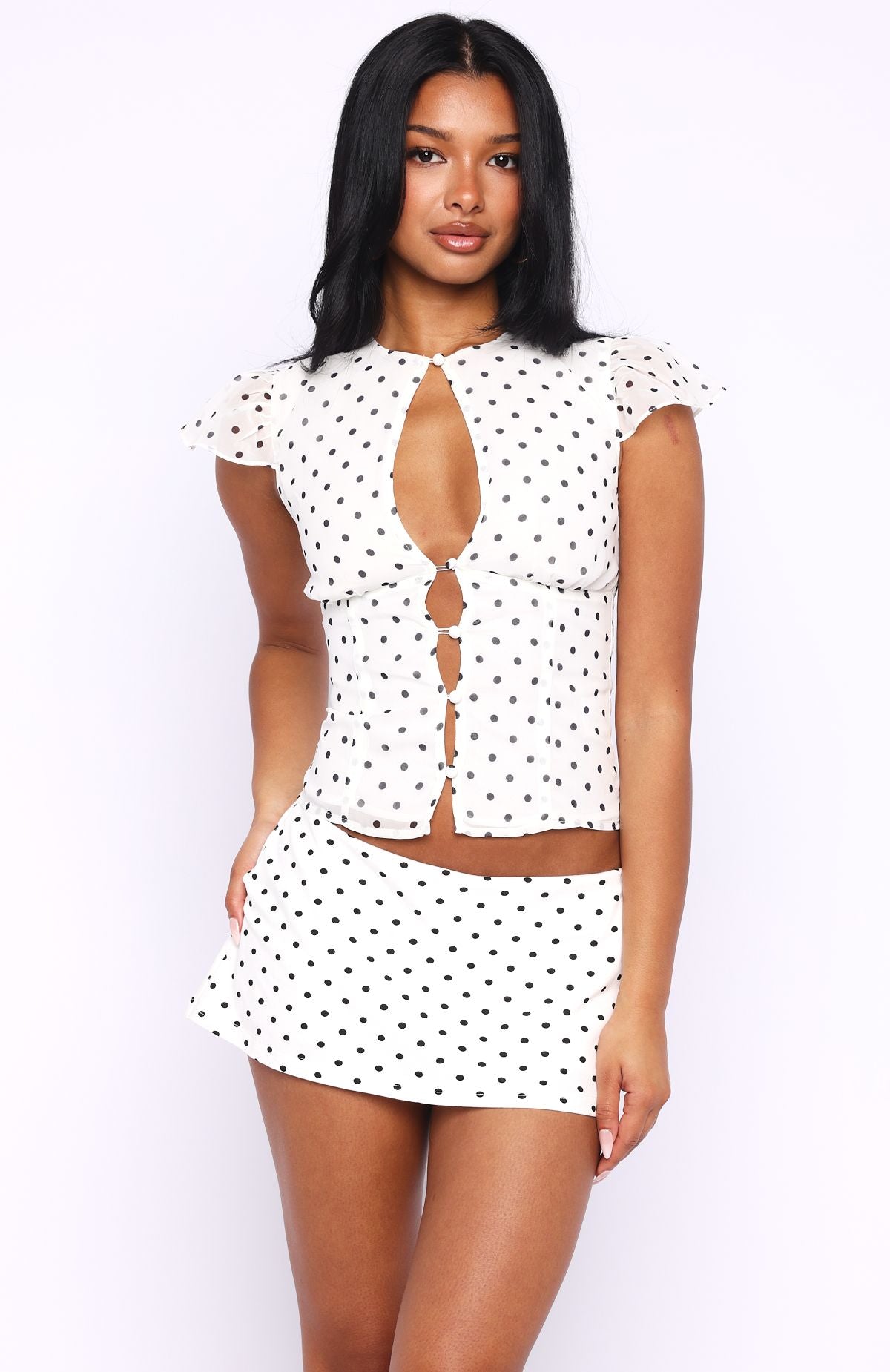 Choose Wisely Mini Skort White/Black Polka Dot - Image 3