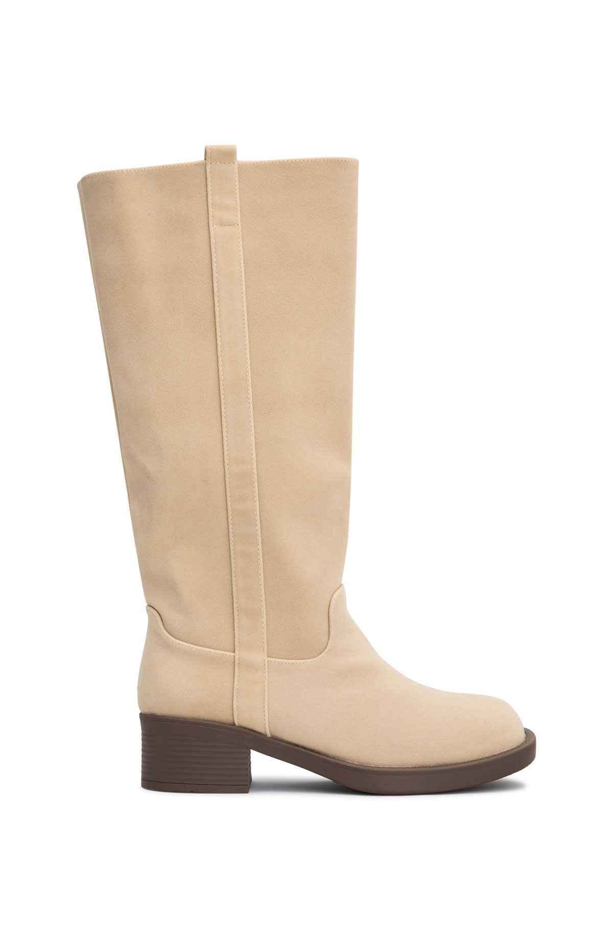 Lainey Knee High Boots Nude Faux Suede - Image 2