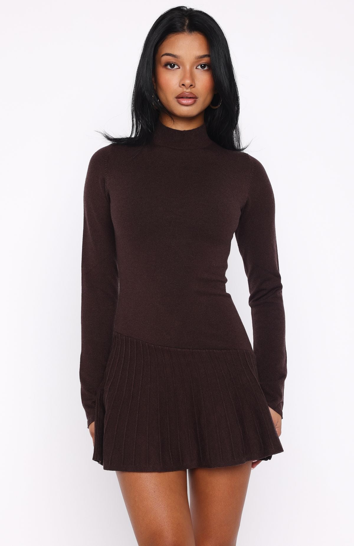 Forever Her Long Sleeve Mini Dress Chocolate - Image 2