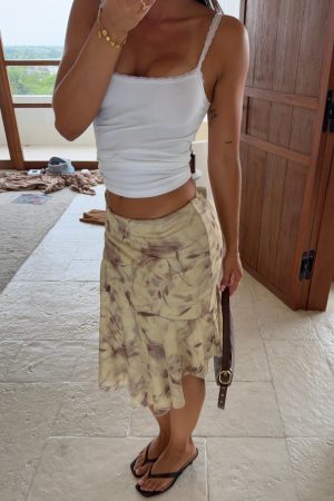 Summer In Bali Midi Skirt Golden Dusk