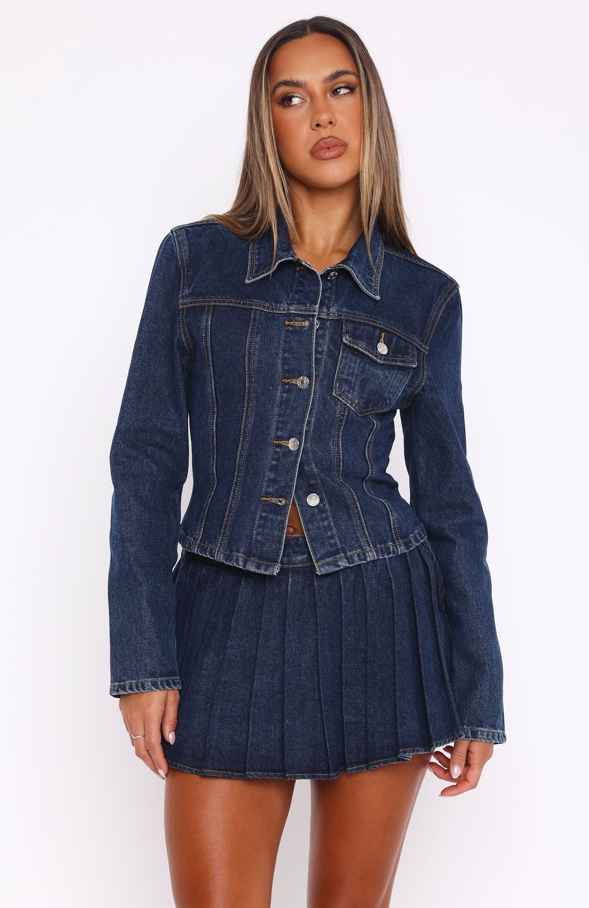 Ayla Denim Jacket Dark Blue - Image 3