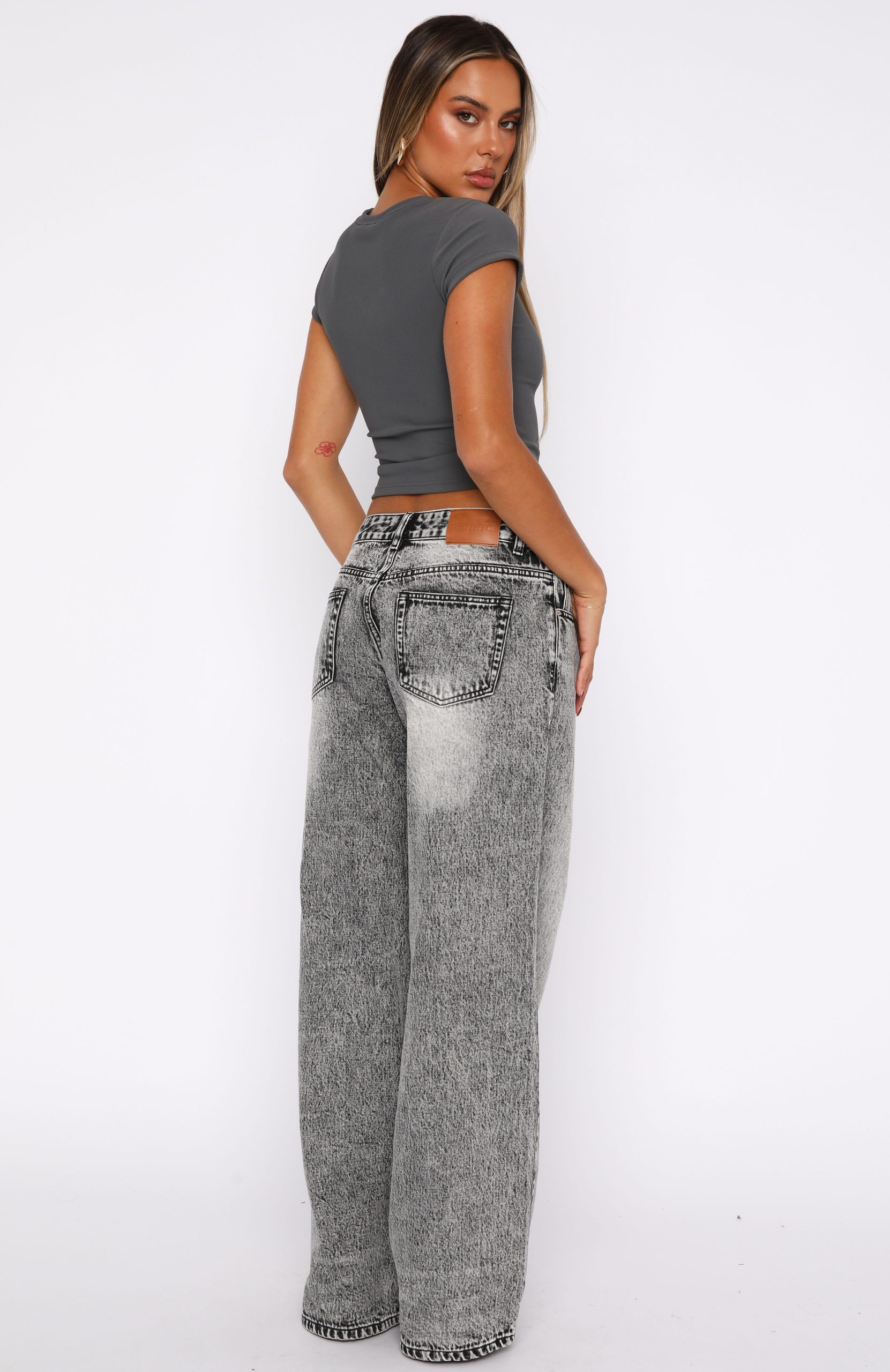 Maeve Low Rise Wide Leg Jeans Grey Acid - Image 4