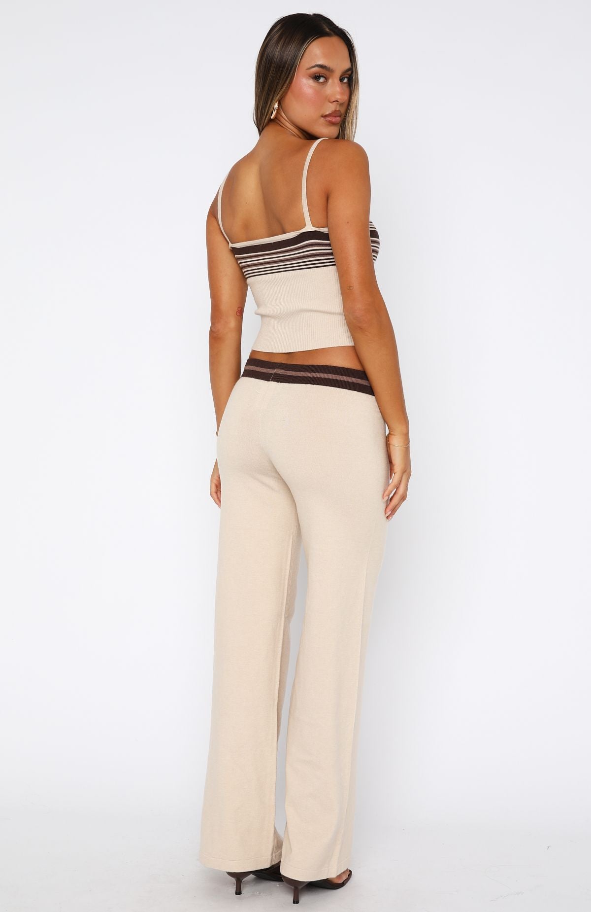 Keep Driving Knit Pants Chocolate Stripe - Image 4