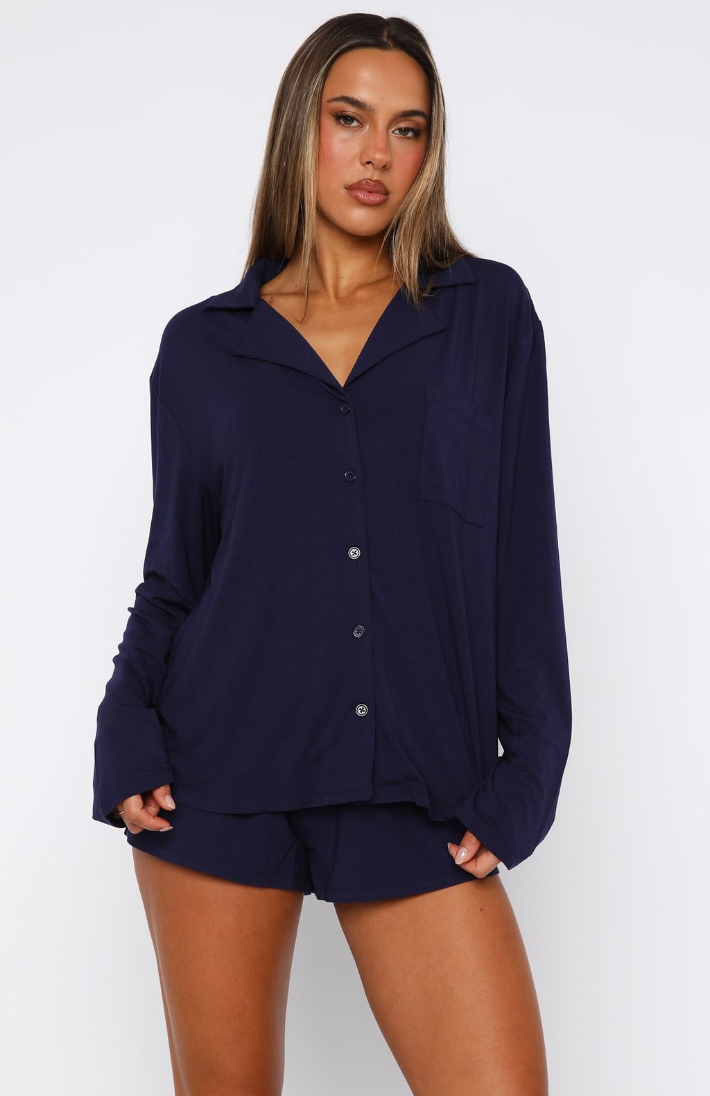 Dreamscape Long Sleeve Pyjama Set Navy - Image 2