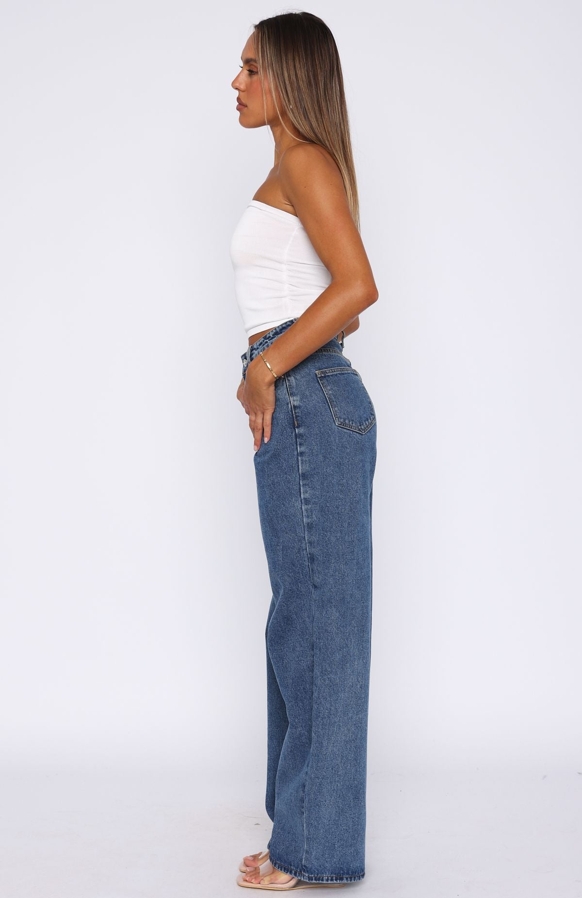 Bring The Style High Rise Wide Leg Jeans Admiral Blue - Image 3